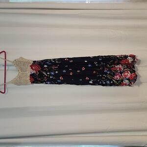 Blue floral crochet top maxi dress